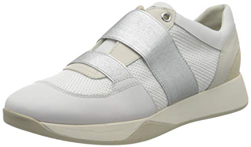 Geox D SUZZIE D, Zapatillas sin Cordones Mujer, Blanco (White/Lt Gold C1327), 38 EU