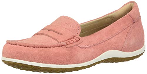 Geox D Vega Moc A, Mocasines Mujer, Rojo (Coral C7008), 39 EU