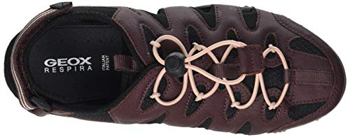 Geox Donna Sandal STREL B, Fisherman Mujer, Color Negro Burdeos, 40 EU