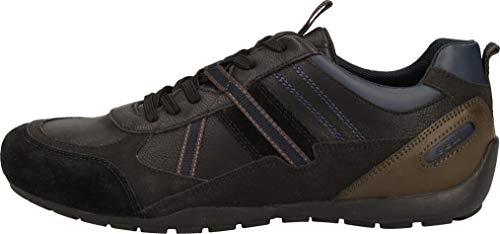 Geox Hombre Zapatos con Cordones RAVEX,Deportivos,Calzado,con Cordones,para Exterior,Derby cordón,Deportivo,Removable Insole,Schwarz,42 EU/8 UK