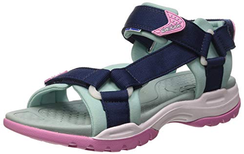 Geox J Borealis Girl A, Sandalias con Punta Abierta Mujer, Azul (Navy/Aqua Cf44a), 36 EU