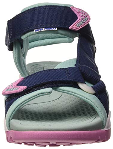 Geox J Borealis Girl A, Sandalias con Punta Abierta Niños, Azul (Navy/Aqua Cf44a), 24 EU