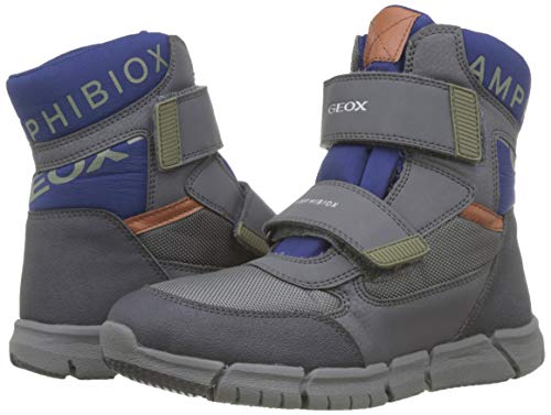 Geox J FLEXYPER Boy B ABX, Botas de Nieve Hombre, Gris (Dk Grey/Blue C0068), 39 EU