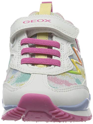 Geox J Pavel Girl A, Zapatillas, White Multicolor, 34 EU