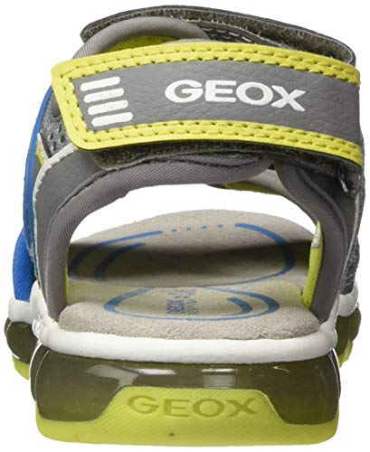 Geox J Sandal Android Boy, Sandalias con Punta Abierta, Gris (Grey/Lime C0666), 26 EU
