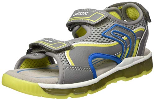 Geox J Sandal Android Boy, Sandalias con Punta Abierta, Gris (Grey/Lime C0666), 26 EU