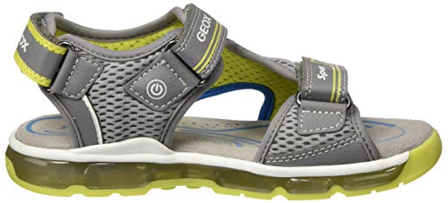 Geox J Sandal Android Boy, Sandalias con Punta Abierta, Gris (Grey/Lime C0666), 26 EU