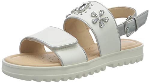 Geox J Sandal Coralie Gir, Sandalias de Gladiador Niñas, Blanco (White C1000), 33 EU