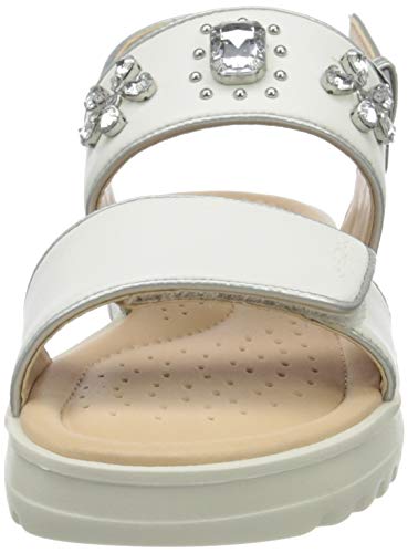 Geox J Sandal Coralie Gir, Sandalias de Gladiador Niñas, Blanco (White C1000), 33 EU
