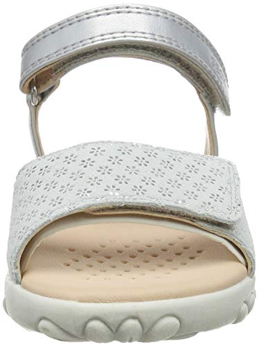 Geox J Sandal Haiti Girl A, Sandalias con Punta Abierta Niñas, Plateado (Silver C1007), 32 EU