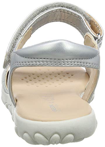 Geox J Sandal Haiti Girl A, Sandalias con Punta Abierta Niñas, Plateado (Silver C1007), 32 EU
