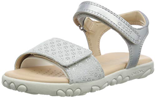 Geox J Sandal Haiti Girl A, Sandalias con Punta Abierta Niñas, Plateado (Silver C1007), 32 EU