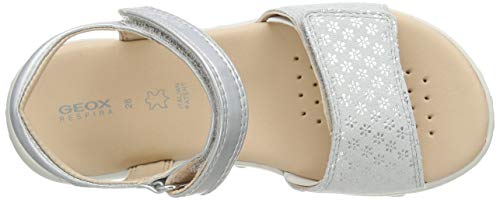 Geox J Sandal Haiti Girl A, Sandalias con Punta Abierta Niñas, Plateado (Silver C1007), 32 EU