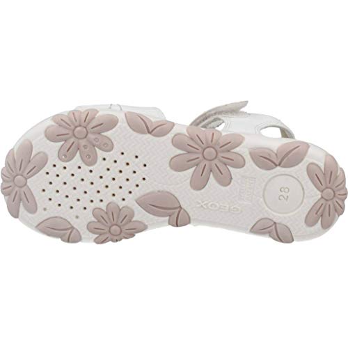 Geox J Sandal Haiti Girl, Sandalias con Punta Abierta Niños, Blanco (White C1000), 33 EU