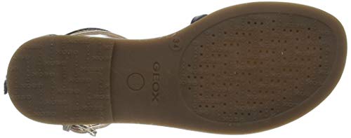 Geox J Sandal Karly Girl, Sandalias de Gladiador Mujer, Dorado (Black/Platinum C0531), 38 EU