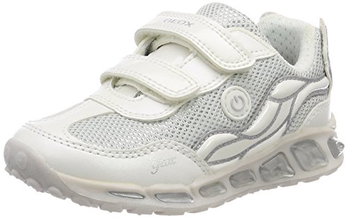 Geox J Shuttle Girl C, Zapatillas Niñas, Plateado (White/Silver), 30 EU