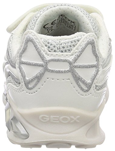 Geox J Shuttle Girl C, Zapatillas Niñas, Plateado (White/Silver), 30 EU