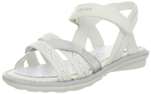 Geox J S.Milk F, Sandalias Deportivas Niñas, White/Silver, 33 EU / 1 UK