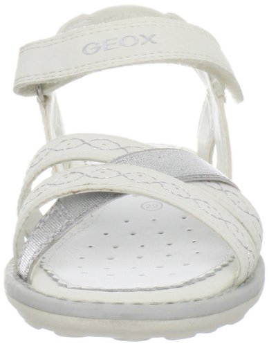 Geox J S.Milk F, Sandalias Deportivas Niñas, White/Silver, 33 EU / 1 UK