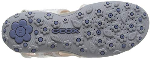 Geox JR Sandal Roxanne C, Sandalias con Punta Abierta Niñas, Blanco (White/Lt Rose C1z8w), 39 EU