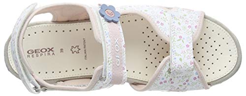 Geox JR Sandal Roxanne C, Sandalias con Punta Abierta Niños, Blanco (White/Lt Rose C1z8w), 32 EU