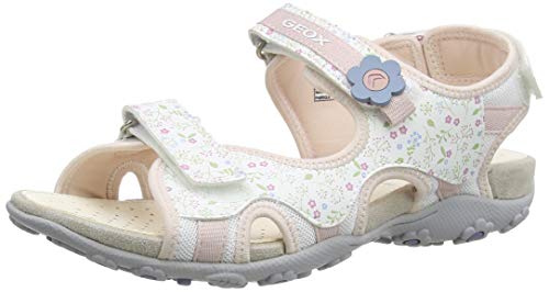 Geox JR Sandal Roxanne C, Sandalias con Punta Abierta Niños, Blanco (White/Lt Rose C1z8w), 32 EU