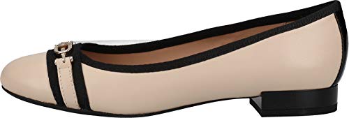 Geox Mujer Bailarinas, Merceditas D WISTREY, señora Bailarinas Clásicas, Zapatos Planos,Zapatos de Verano,Sand/Black,36 EU / 3 UK