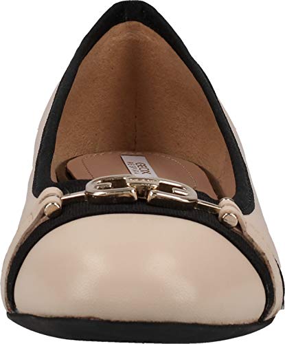 Geox Mujer Bailarinas, Merceditas D WISTREY, señora Bailarinas Clásicas, Zapatos Planos,Zapatos de Verano,Sand/Black,36 EU / 3 UK