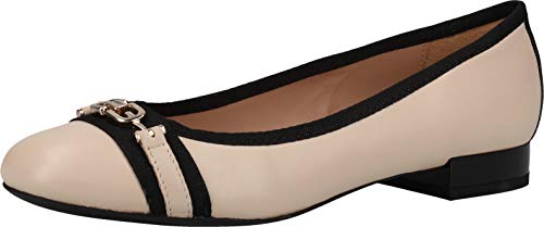 Geox Mujer Bailarinas, Merceditas D WISTREY, señora Bailarinas Clásicas, Zapatos Planos,Zapatos de Verano,Sand/Black,36 EU / 3 UK