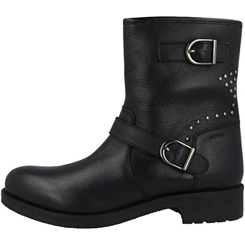Geox Mujer Botines RAWELLE,señora Botas Estilo Biker,Botines,botín Motorista,Biker,Forrado,Bota de Invierno,Removable Insole,Schwarz,37 EU/4 UK