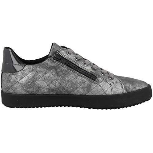 Geox Mujer Zapatos con Cordones BLOMIEE,señora Zapatos Deportivos,Calzado,con Cordones,para Exterior,Deportivo,Removable Insole,Gun,36 EU/3 UK