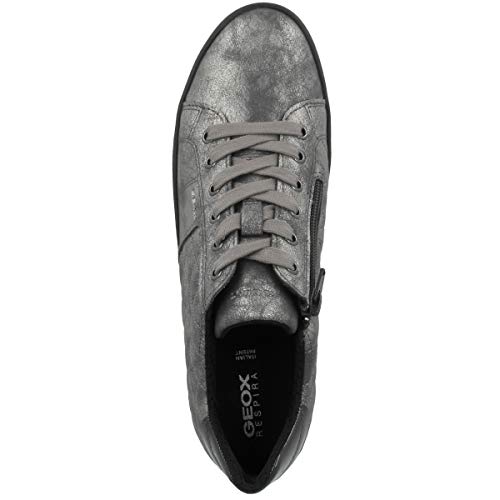 Geox Mujer Zapatos con Cordones BLOMIEE,señora Zapatos Deportivos,Calzado,con Cordones,para Exterior,Deportivo,Removable Insole,Gun,36 EU/3 UK