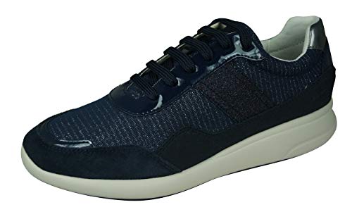 Geox Mujer Zapatos de Cordones D Ophira, señora Calzado Deportivo,Zapato con Cordones,Calzado de Exterior,Deportivo,de Moda,Ocio,Blau,37 EU / 4 UK