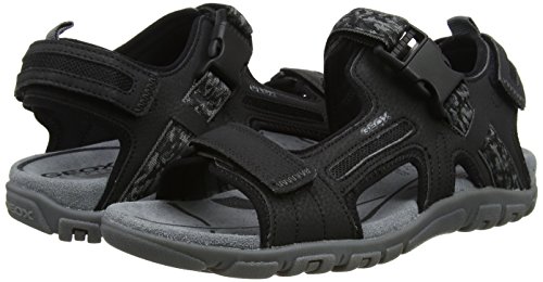 Geox UOMO Sandal Strada A, Sandalia con Pulsera Hombre, Negro (Black), 46 EU