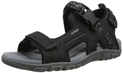 Geox UOMO Sandal Strada A, Sandalia con Pulsera Hombre, Negro (Black), 46 EU