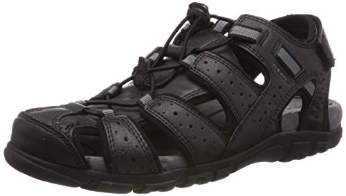 Geox UOMO Sandal Strada B, Sandalias Punta Cerrada Hombre, Negro (Black C9999), 46 EU