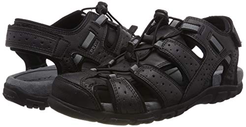 Geox UOMO Sandal Strada B, Sandalias Punta Cerrada Hombre, Negro (Black C9999), 46 EU