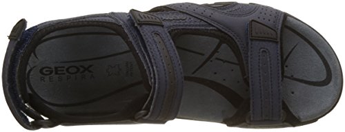 Geox UOMO Sandal Strada D, Sandalia con Pulsera Hombre, Azul (Navy/Dk Grey), 45 EU