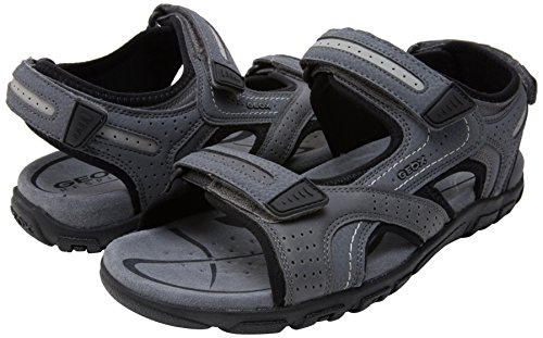 Geox Uomo Sandal Strada D, Sandalia con Pulsera para Hombre, Gris (Stone/Lt Grey), 44 EU