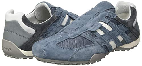 Geox UOMO Snake L, Zapatillas Bajas de Deporte. Hombre, Azul Jeans White, 46 EU