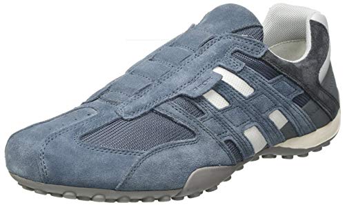 Geox UOMO Snake L, Zapatillas Bajas de Deporte. Hombre, Azul Jeans White, 46 EU