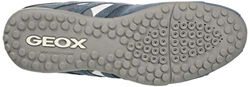 Geox UOMO Snake L, Zapatillas Bajas de Deporte. Hombre, Azul Jeans White, 46 EU