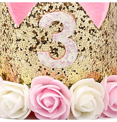 GFDFD Bebé niña Primer Sombrero de cumpleaños 1st 2nd 3rd Fiesta de cumpleaños Gorra Rosa Princesa Corona niños favorece Accesorios para el Cabello de bebé (Color : Style 1)