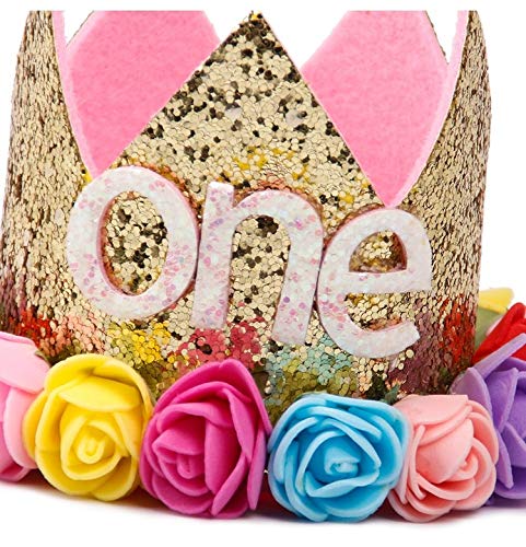 GFDFD Bebé niña Primer Sombrero de cumpleaños 1st 2nd 3rd Fiesta de cumpleaños Gorra Rosa Princesa Corona niños favorece Accesorios para el Cabello de bebé (Color : Style 1)