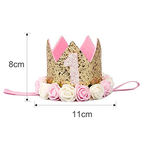 GFDFD Bebé niña Primer Sombrero de cumpleaños 1st 2nd 3rd Fiesta de cumpleaños Gorra Rosa Princesa Corona niños favorece Accesorios para el Cabello de bebé (Color : Style 1)