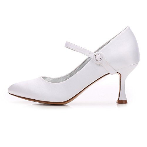 GGBLCS Zapatos De Boda Novia Mujer Mary Janes Satén Punta Redonda Tacón De Aguja Alto Hebilla Zapatos De Vestir 17061-26,Champagne,42 EU