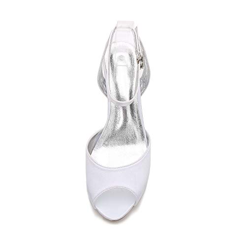 GGBLCS Zapatos De Novia De Mujer Correa De Tobillo Tacón De Aguja Satén Sandalias De Vestido/Fiesta/Boda 17061-18,Champagne,41 EU