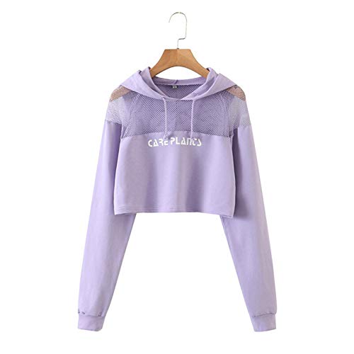 ghn Elegante Mujer Blusas Una Mujer Suelta Camiseta De Estilo Coreano Empalme De Gasa 2020 Nueva Casual Sudaderas Con Capucha Loog-Sleeve Pullovers O-Neck Harajuku Short Hoodie Mujeres Casual Camisa