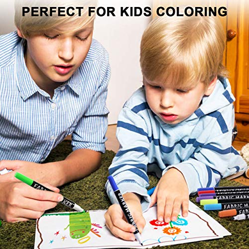 Gifort Rotuladores para Tela Permanentes, 24 Colores Marcadores Textiles Sin Sangrado y No Tóxico para Niños Adultos Regalos Artesanales, Camisetas, Jeans, Zapatos, Bolsos