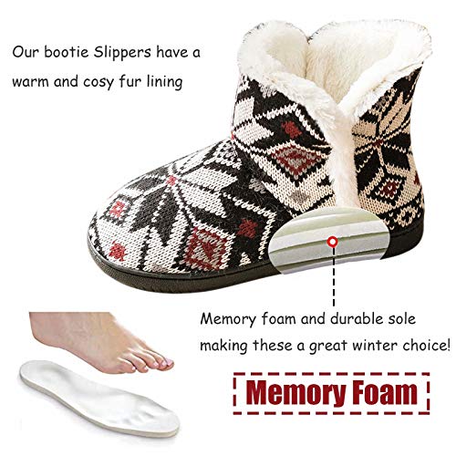 GILKUO Zapatillas Botas de Estar por Casa Mujer Invierno Botas Pantuflas Altas Calentitas Botines Negro Rojo Talla 35 36